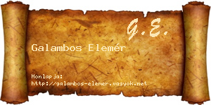 Galambos Elemér névjegykártya